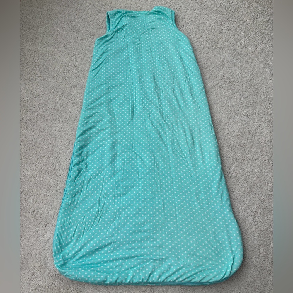 Posh Peanut Teal Polka Dot Ruffled Zippered Sleep Sack BROKEN ZIPPER - Picture 5 of 10